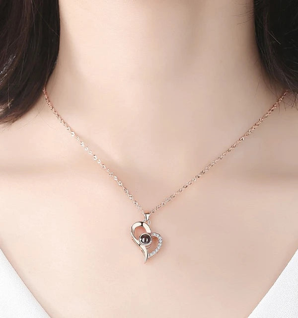 100 Languages "I Love You" Projection Necklace with Rose Gift Box