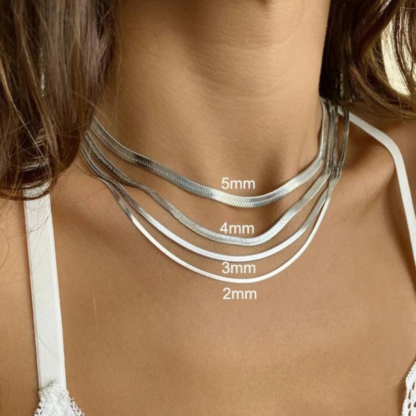 Silver plated Necklace 316L Stainless Steel Gold Snake Necklace – Fishbone Chain