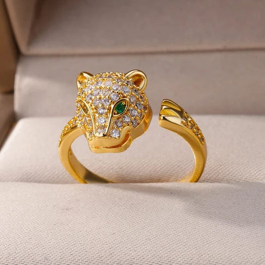 Leopard head rings