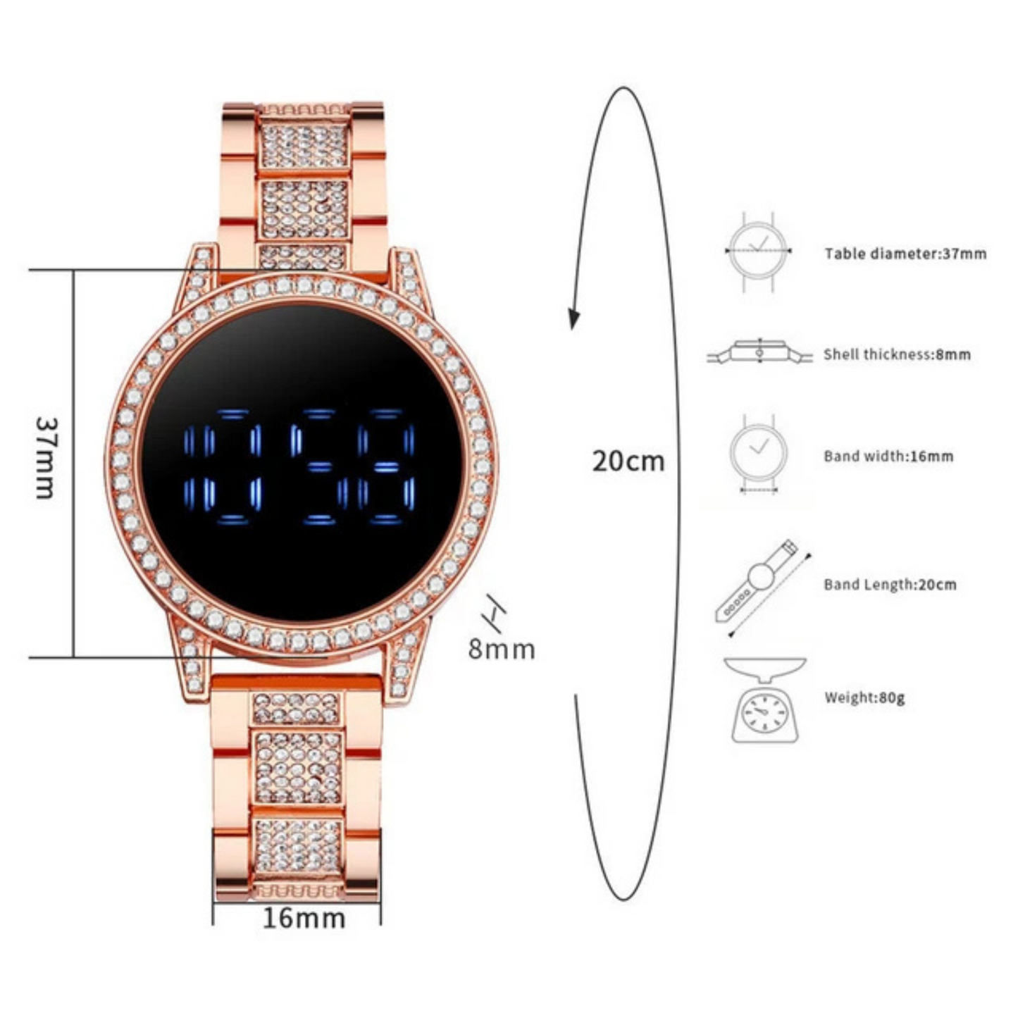 Luxury LED Digital Touch Screen Watch Women