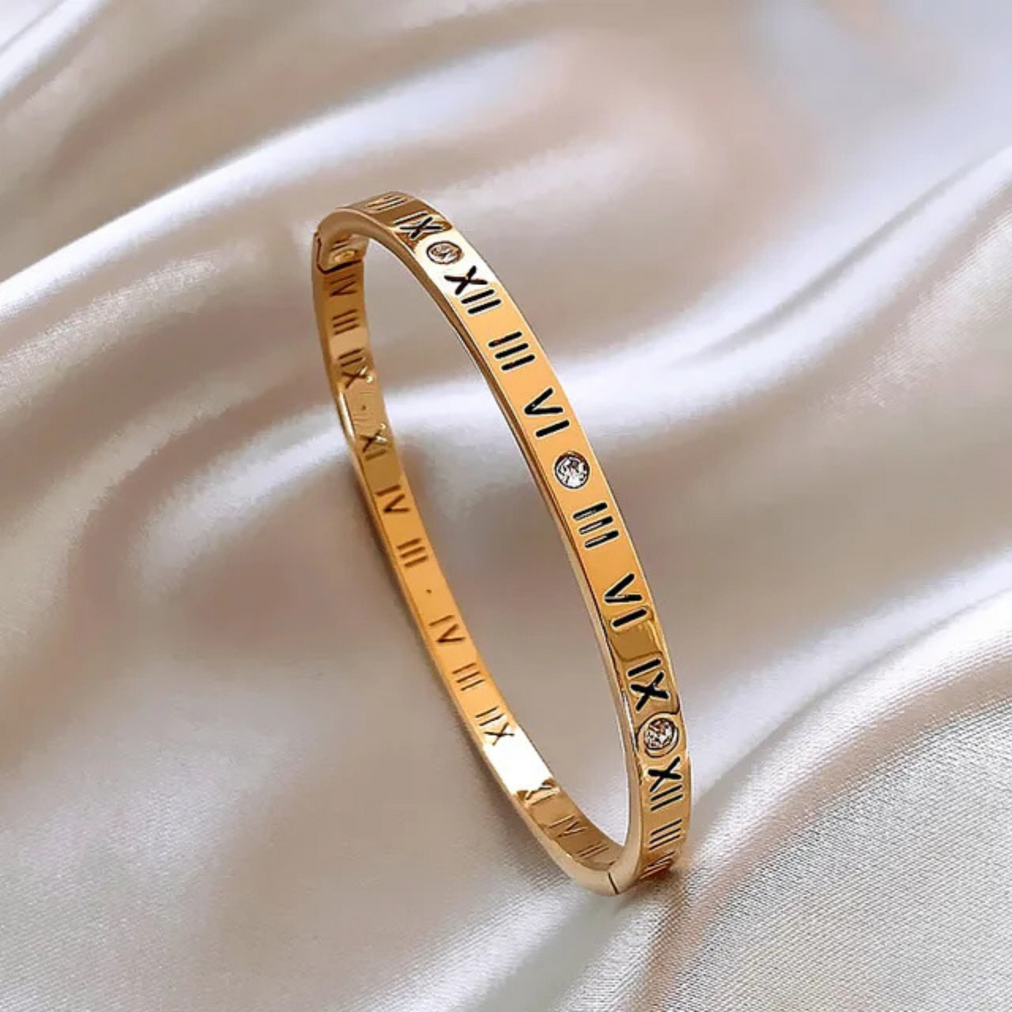 Bracelet en acier inoxydable et zircon pour femme – Or classique à porter au quotidien