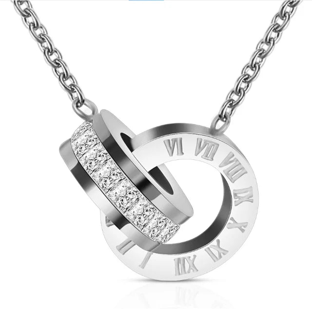 Silver plated Luxury Roman Numeral Jewelry Set for Women – Necklace, Earrings, Bracelet & Ring