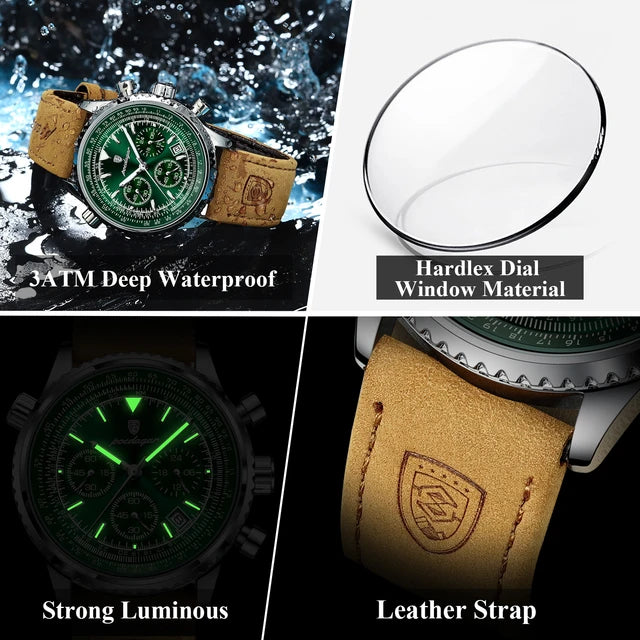 Luxe Chronograph Leather Men's Sports Watch