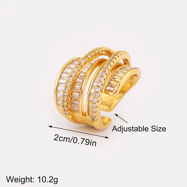 Gold plated Creative Adjustable Zircon Rings