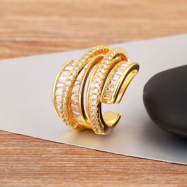 Gold plated Creative Adjustable Zircon Rings