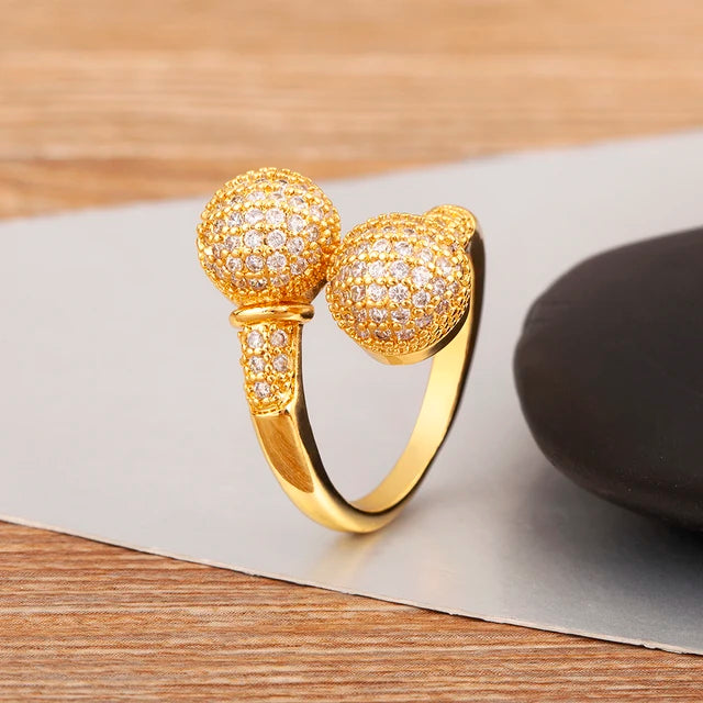 Gold plated  Creative Adjustable Rings – Round