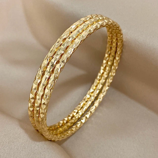 3-Piece 18K Gold Plated Stainless Steel Bracelet Set for Women