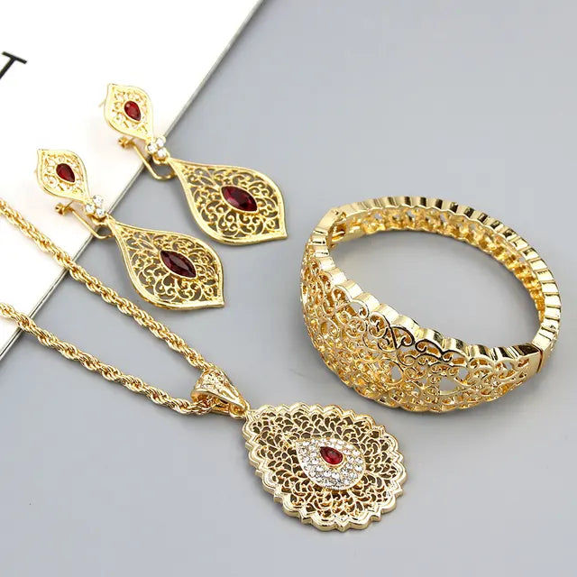 Gold plated red Bliss Wedding Jewelry Set