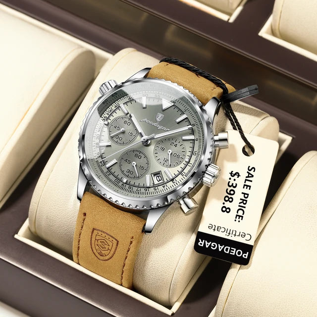 Luxe Chronograph Leather Men's Sports Watch